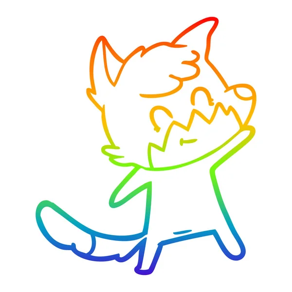 Regenboog gradiënt lijntekening cartoon vriendelijke Fox — Stockvector