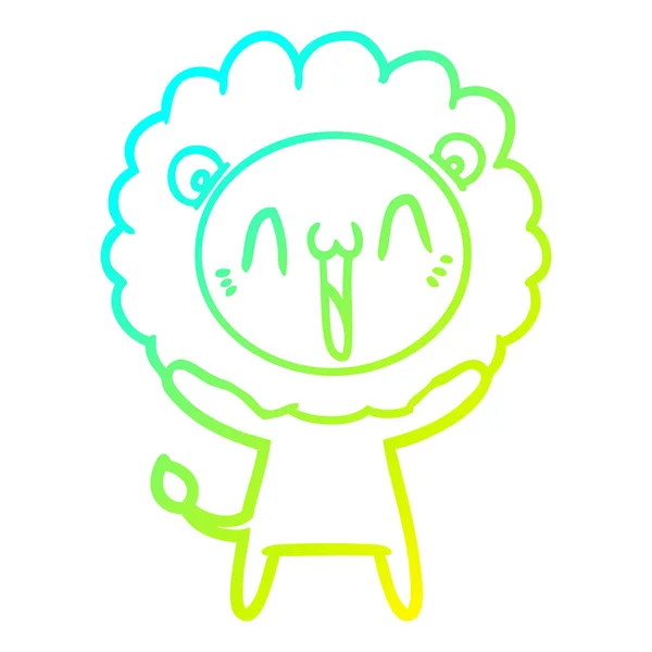 Hideg színátmenet vonal rajz boldog rajzfilm oroszlán — Stock Vector