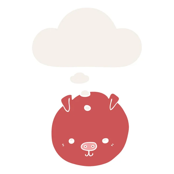 Мультяшная свинья и мыльный пузырь в стиле ретро — стоковый вектор