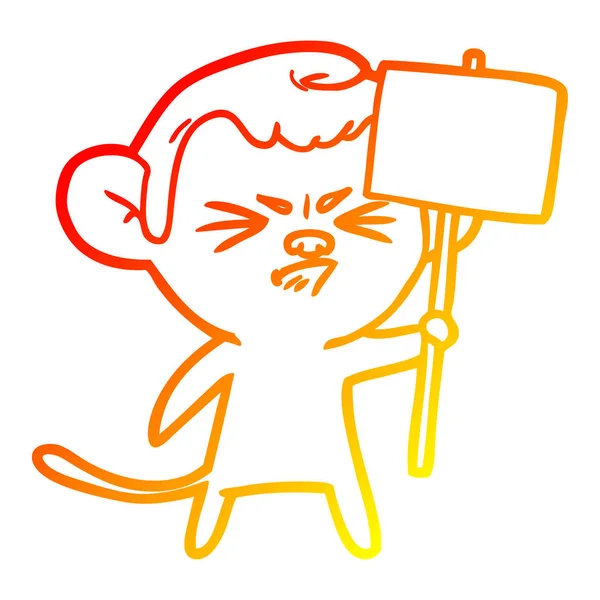 Warme kleurovergang lijntekening cartoon Angry Monkey — Stockvector