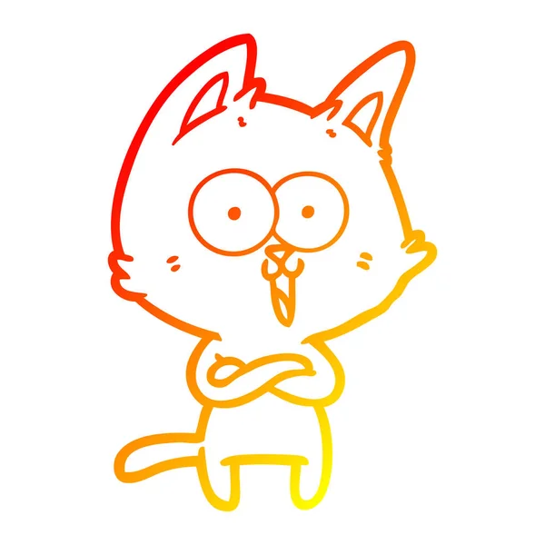 Linha gradiente quente desenho engraçado desenho animado gato — Vetor de Stock