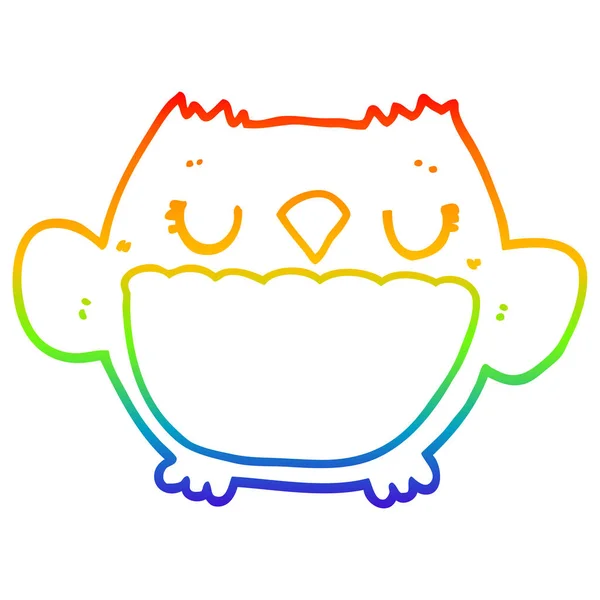 Rainbow gradient ligne dessin dessin hibou dessin animé — Image vectorielle