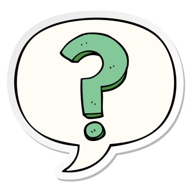 karikatür soru işareti ve konuşma balonu etiket