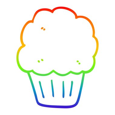gökkuşağı degrade çizgi çizim karikatür cupcake