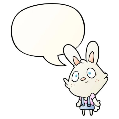 sevimli karikatür tavşan omuzsilke ve smo konuşma balonu