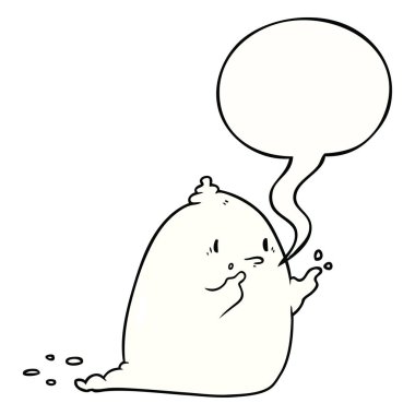 karikatür ürkütücü hayalet ve konuşma balonu