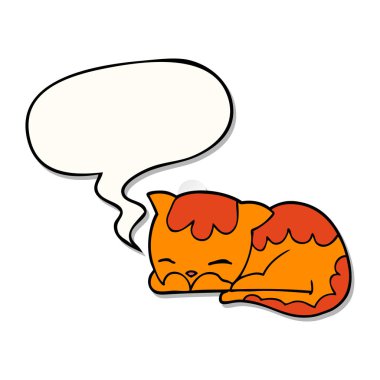 karikatür kedi uyku ve konuşma kabarcık etiket
