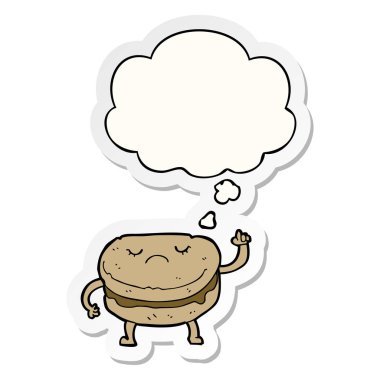 karikatür bisküvi ve baskılı bir etiket olarak kabarcık düşünce