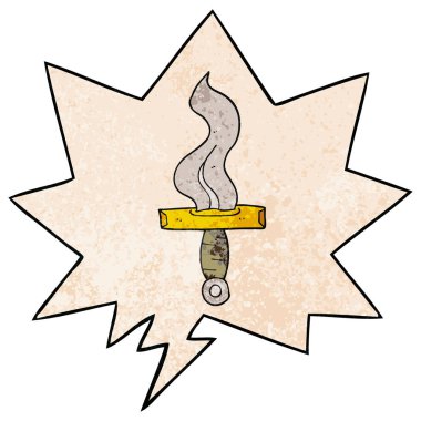 retro doku tarzında karikatür hançer ve konuşma balonu