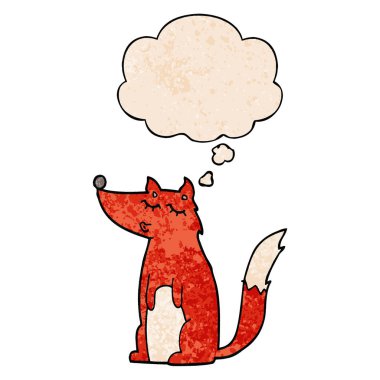 karikatür kurt ve grunge doku desen tarzında düşünce balonu