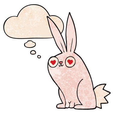 grunge textur içinde aşk ve düşünce balonu karikatür tavşan tavşan