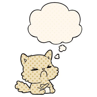 çizgi film kızgın kedi ve çizgi roman tarzında kabarcık düşünce