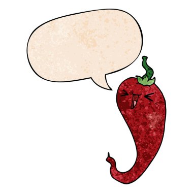 retro doku still karikatür sıcak biber ve konuşma balonu