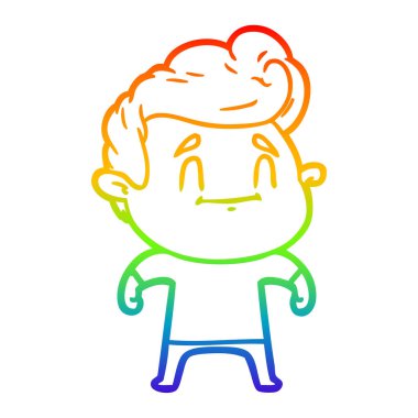 gökkuşağı degrade çizgi çizim mutlu karikatür adam