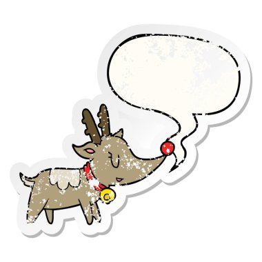 karikatür noel geyiği ve konuşma balonu sıkıntılı etiket