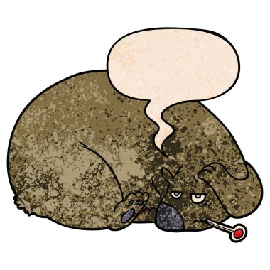 karikatür ayı ve retro doku bir boğaz baş ve konuşma balonu 