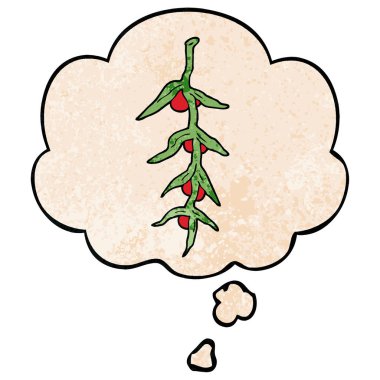 karikatür bitki ve grunge doku desen tarzında düşünce balonu