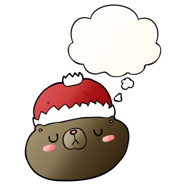 çizgi film noel ayısı ve pürüzsüz degrade sty düşünce balonu