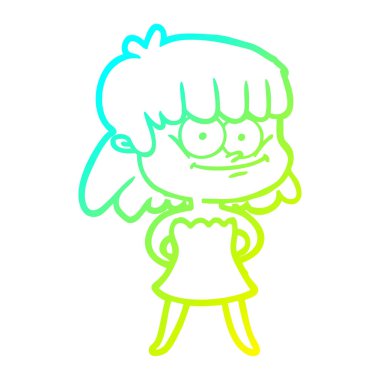 soğuk degrade çizgi çizim karikatür gülümseyen kadın