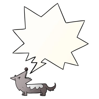 düzgün degrade tarzında karikatür köpek ve konuşma balonu