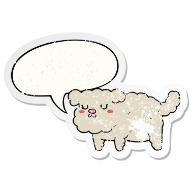 karikatür köpek ve konuşma balonu sıkıntılı etiket