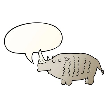 çizgi film gergedanve düzgün degrade tarzında konuşma balonu