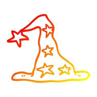 sıcak degrade çizgi çizim karikatür sihirbaz ıstıracık şapka