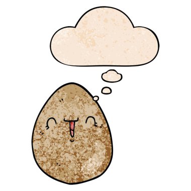 karikatür yumurta ve grunge doku desen tarzında düşünce balonu