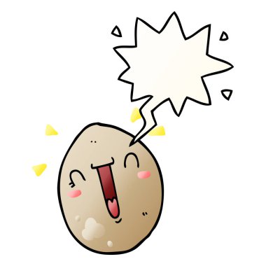 düzgün degrade tarzında karikatür mutlu yumurta ve konuşma balonu