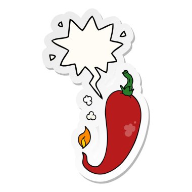 karikatür biber ve konuşma kabarcık etiket