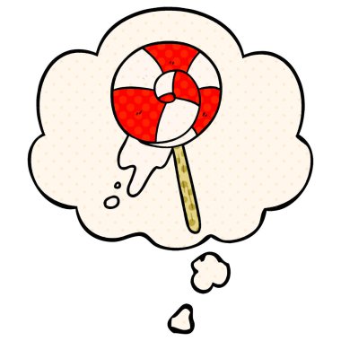 çizgi roman tarzında karikatür lolipop ve düşünce balonu