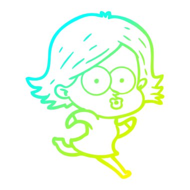 soğuk degrade çizgi çizim karikatür kız somurtma