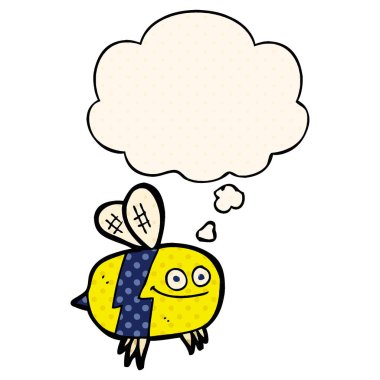 çizgi roman tarzında karikatür arı ve düşünce balonu