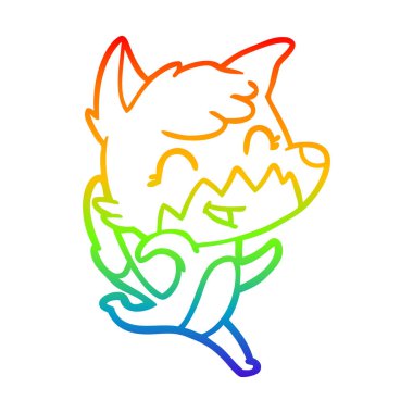 gökkuşağı degrade çizgi çizim mutlu karikatür tilki