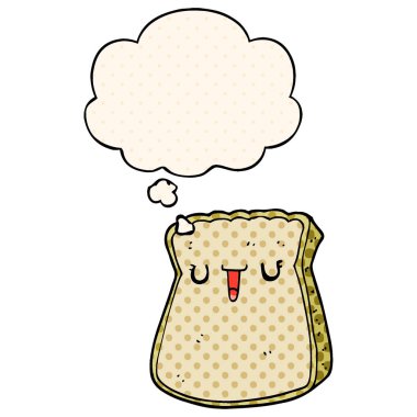 çizgi roman tarzında ekmek ve düşünce balonu karikatür dilim