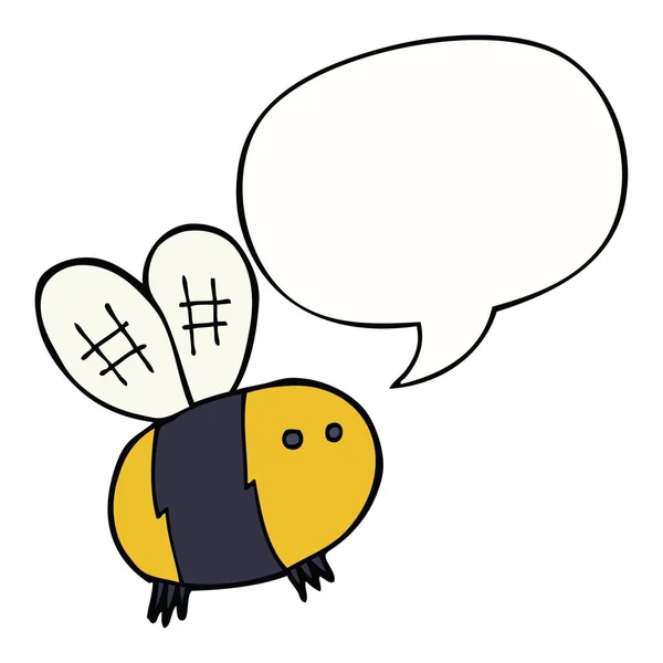 Cartoon Bee en toespraak bubble — Stockvector