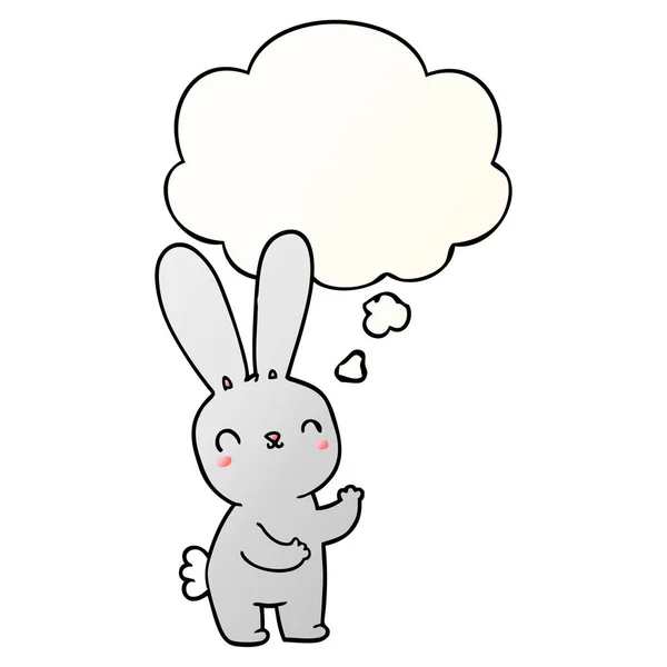 Cute cartoon rabbit and thought bubble in smooth gradient style — Stock Vector