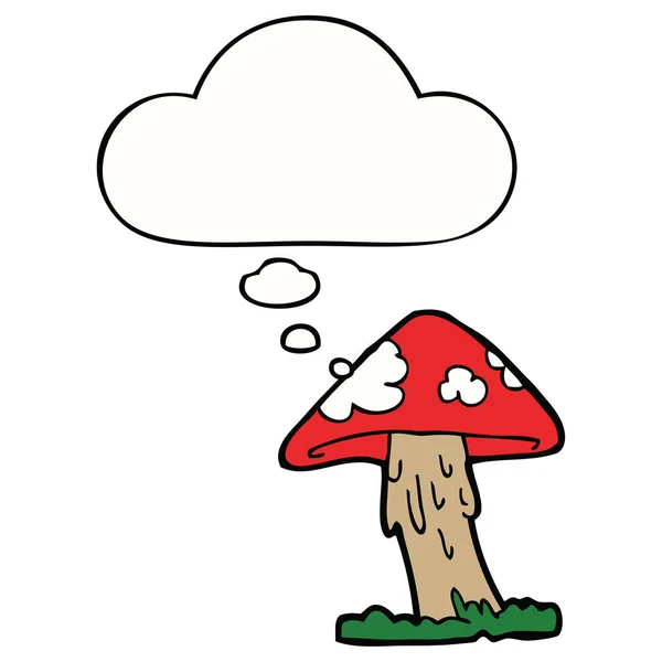 Мультяшный гриб и мыслепузырь — стоковый вектор