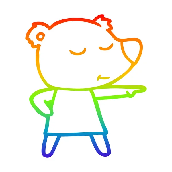 Rainbow gradient ligne dessin dessin animé ours polaire portant robe — Image vectorielle