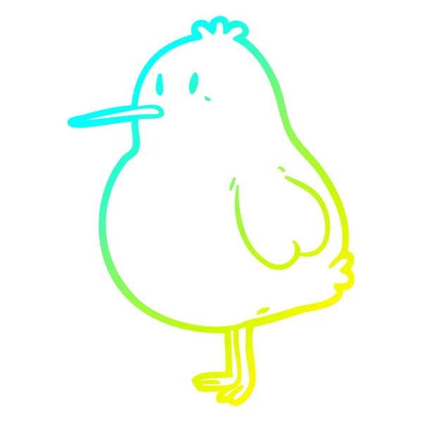 Froid gradient ligne dessin mignon kiwi oiseau — Image vectorielle
