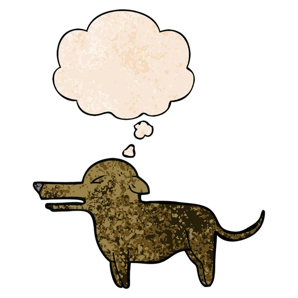 Мультяшная собака и мыльный пузырь в стиле гранж текстуры — стоковый вектор