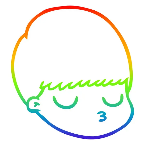 Arco-íris linha gradiente desenho cartoon rosto masculino —  Vetores de Stock