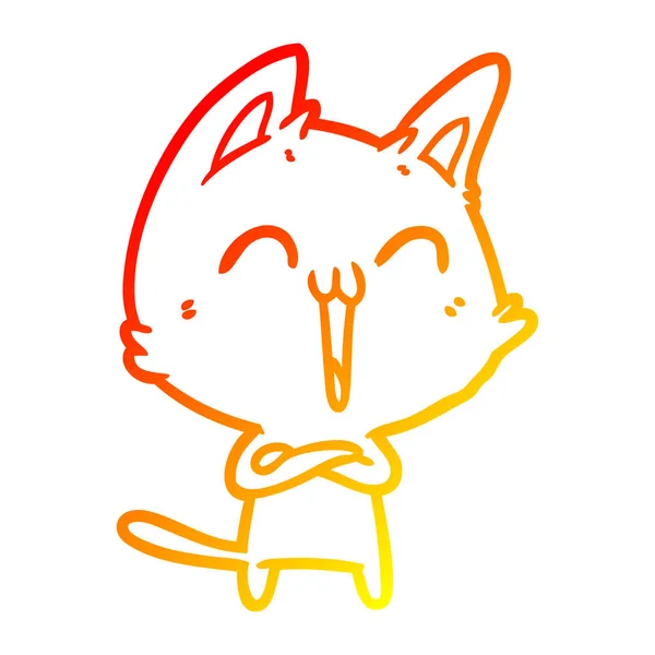 暖かいグラデーションライン描画幸せな漫画の猫の鳴き声 — ストックベクタ