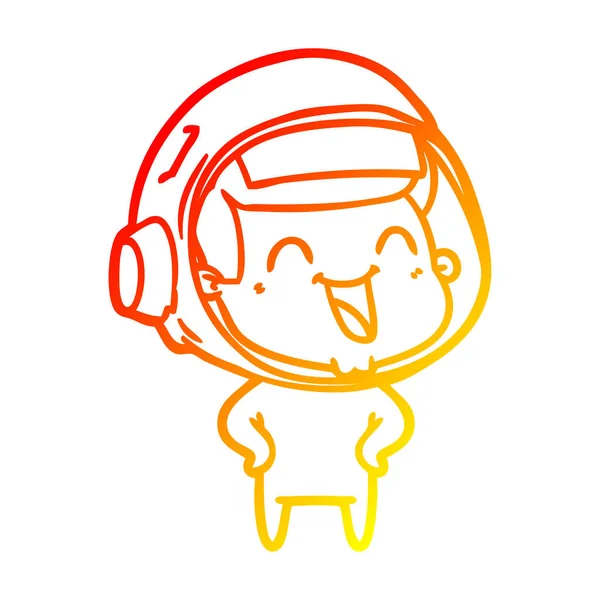 Chaud gradient ligne dessin heureux dessin animé astronaute — Image vectorielle