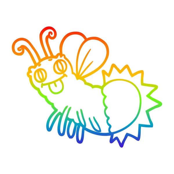 Regenbogen Gradienten Linie Zeichnung Karikatur Glühwürmchen — Stockvektor