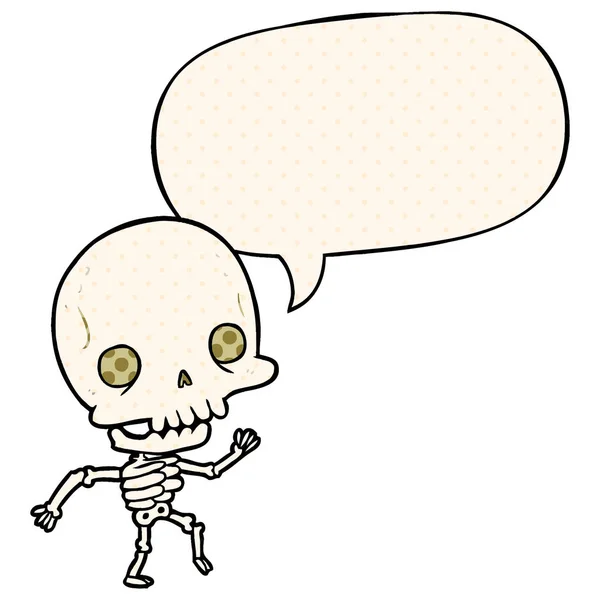 Söt tecknad Dans skelett och pratbubbla i serietidning St — Stock vektor
