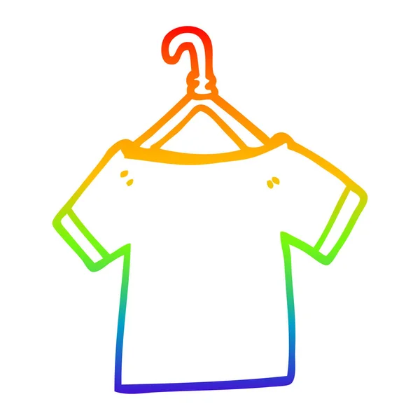 Línea de gradiente arco iris dibujo camiseta de dibujos animados en percha — Archivo Imágenes Vectoriales