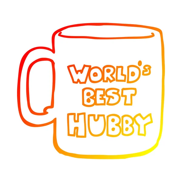 Warm gradient line drawing worlds best hubby mug — Stock Vector
