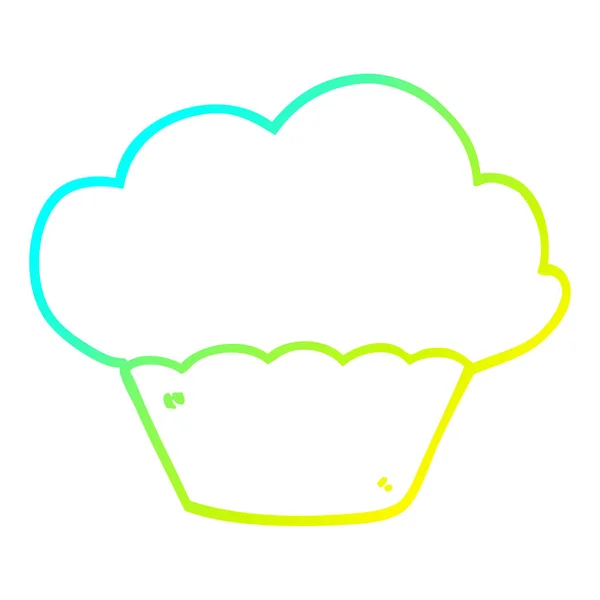 Kall gradient linje ritning tecknad Muffin — Stock vektor