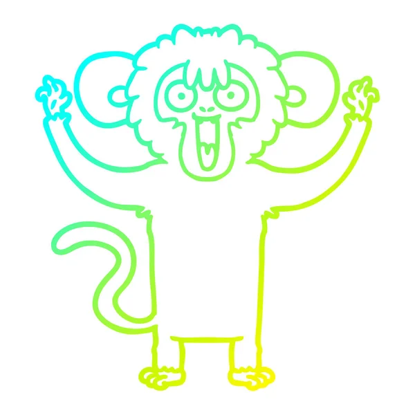 Ligne de gradient froid dessin singe caroton — Image vectorielle